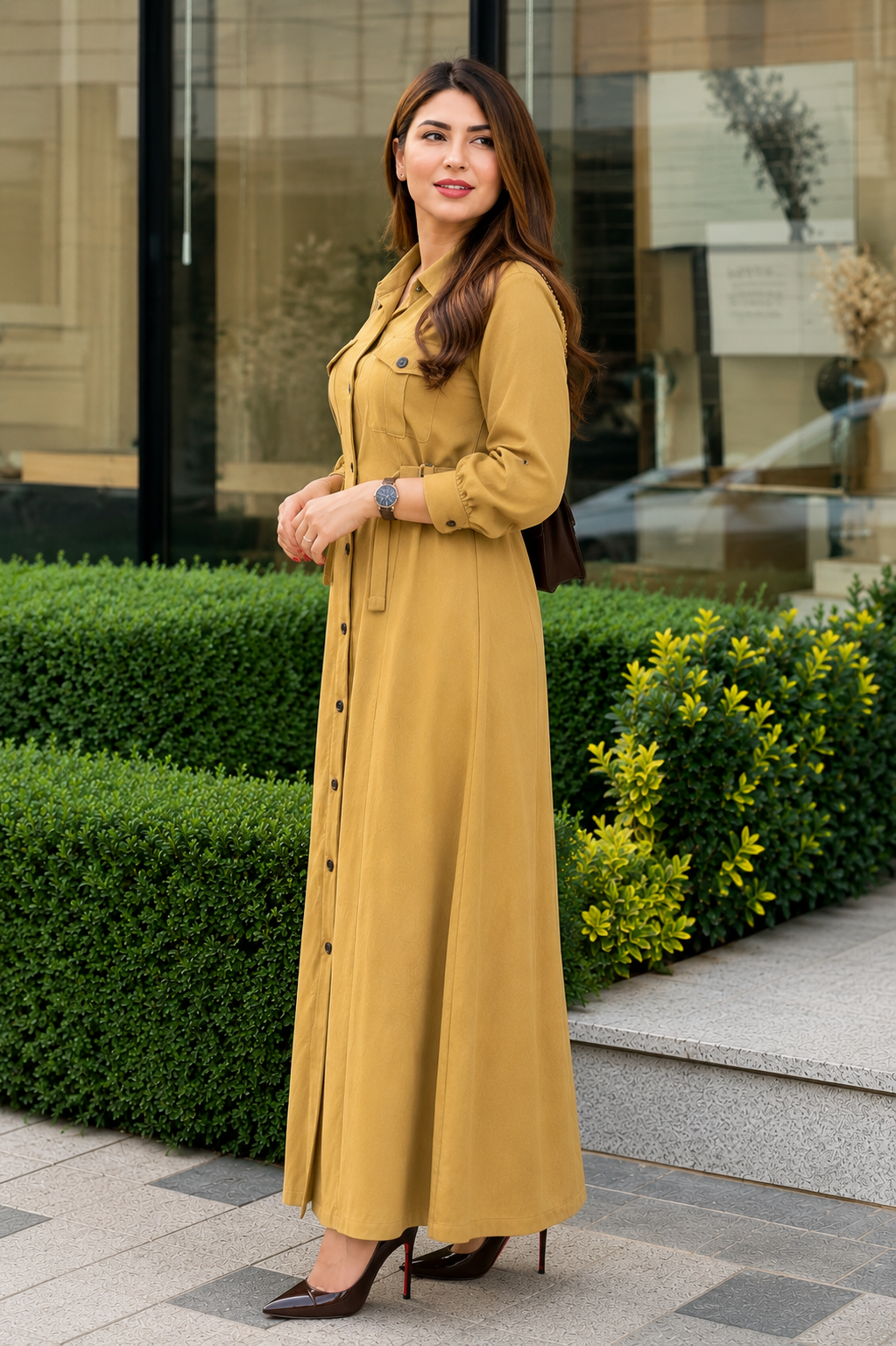 Women's Maxi Style Dress with Waist Belt | Casual & Office Wear