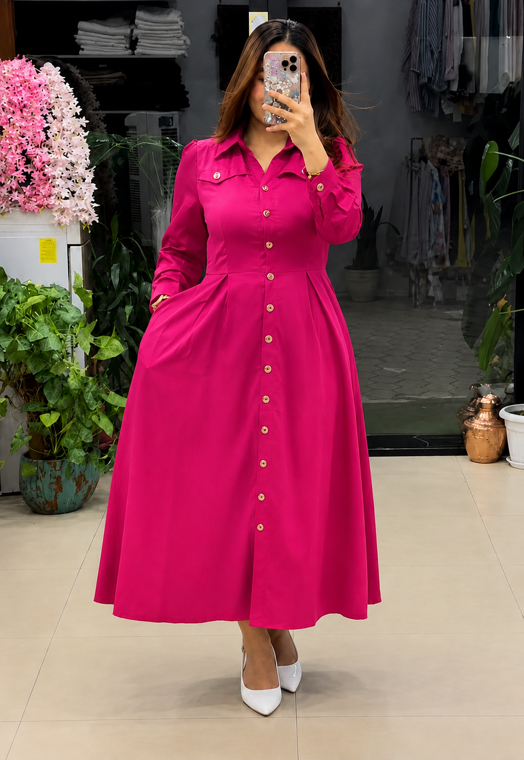 Pink Women's Rayon Dress – Stylish & Comfortable