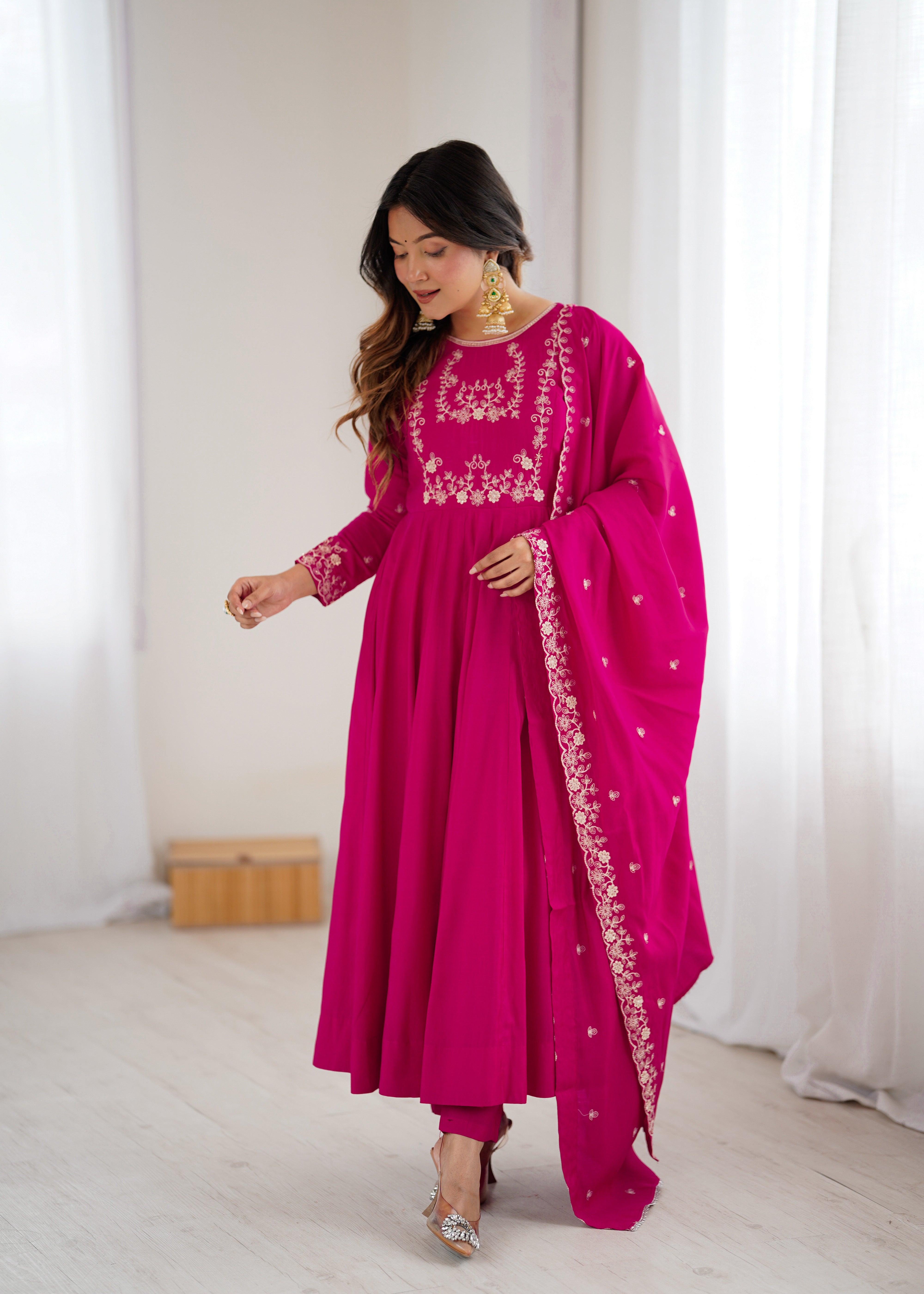 Ruhani Pink Premium Quality Anarkali Suit Set