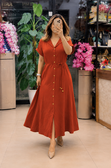 Rust Women's Premium Rayon Dress – Stylish, Soft & Comfortable