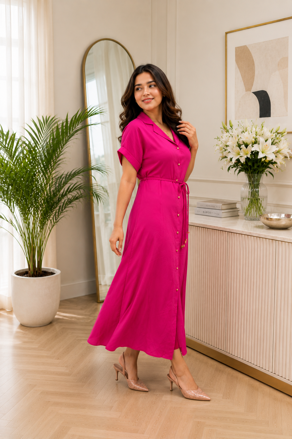 Pink Rayon Maxi Dress