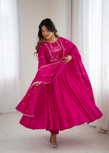 Ruhani Pink Premium Quality Anarkali Suit Set