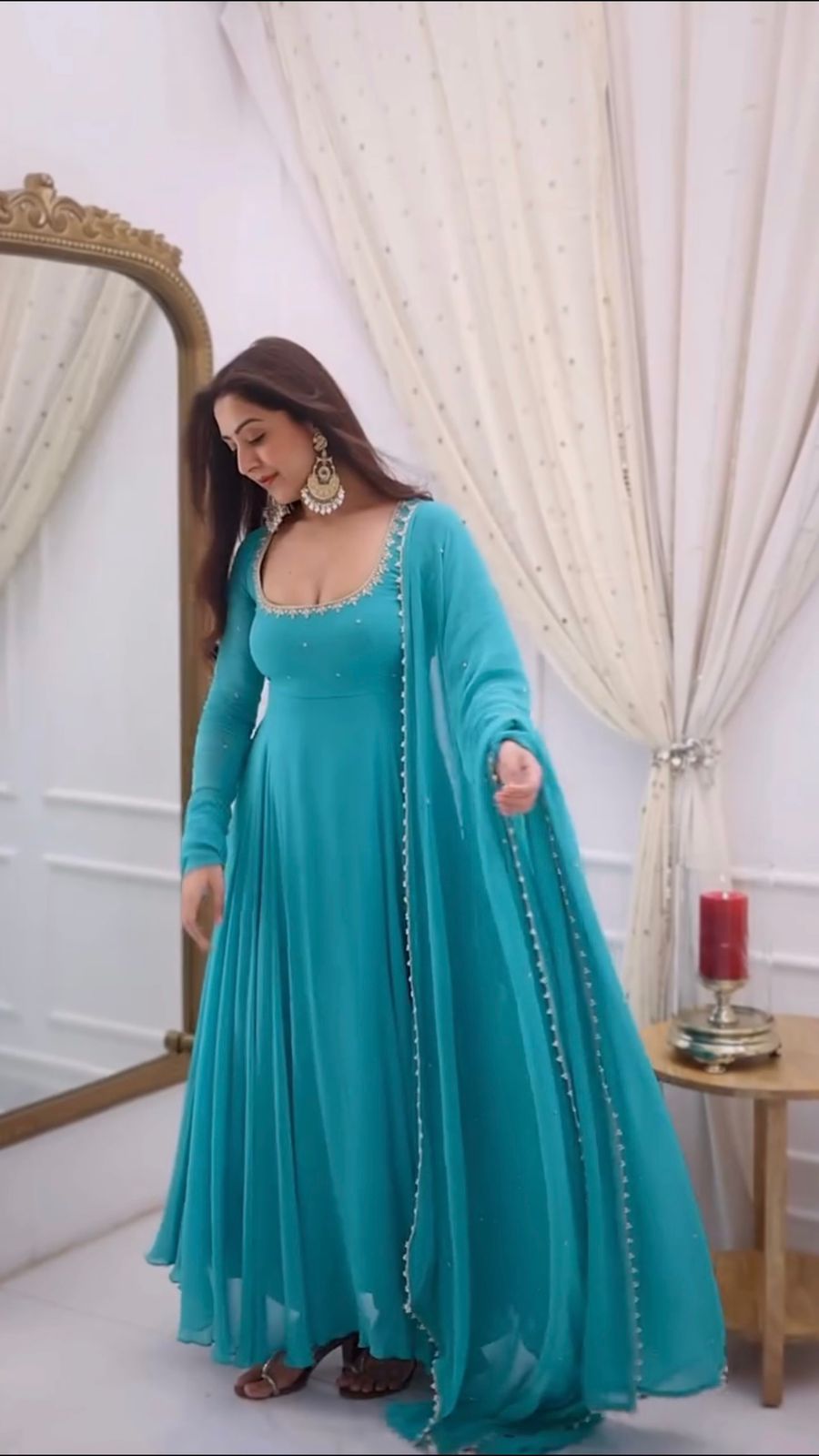 Sky Anarkali Set