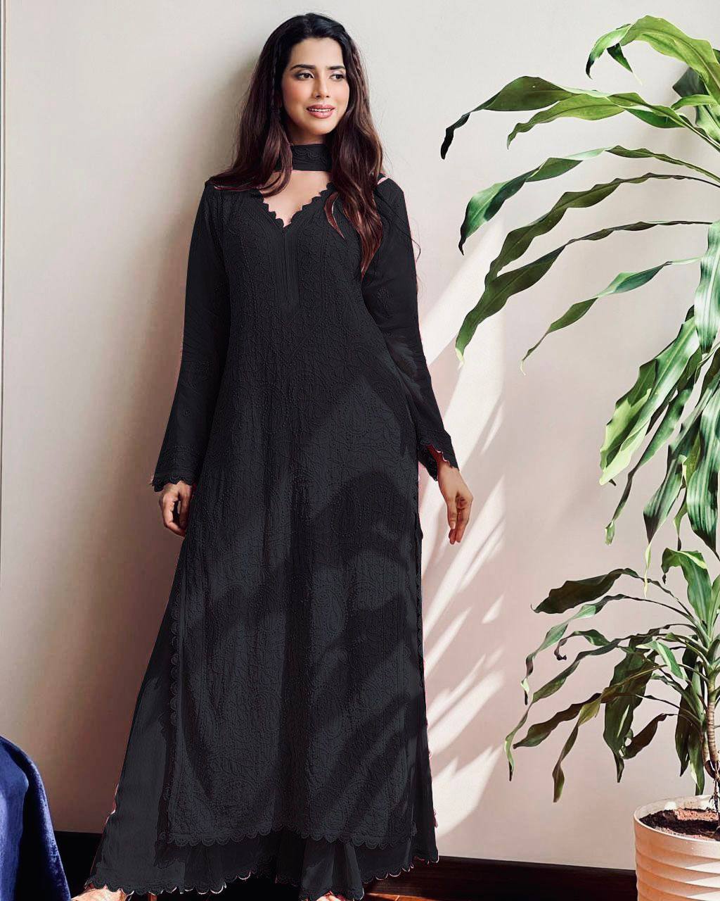 Black kurta With Dupatta Set