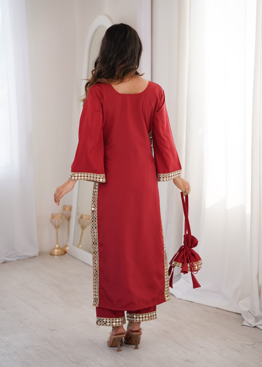 Mirror Work Kurti Set with Batwa