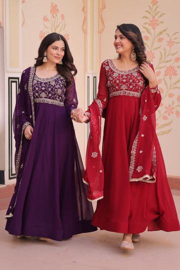 Designer Premium Faux Blooming Beads Embroidered Anarkali Set