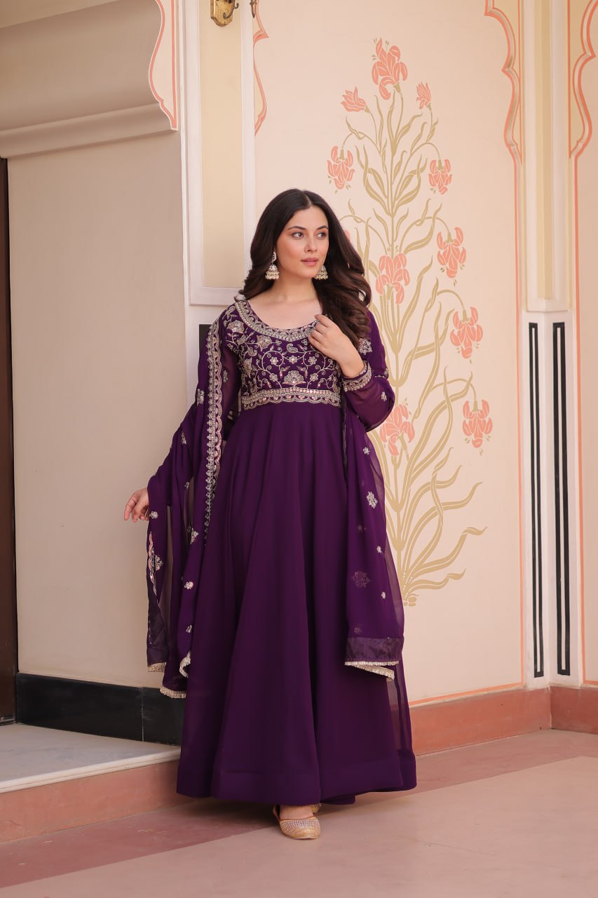 Designer Premium Faux Blooming Beads Embroidered Anarkali Set