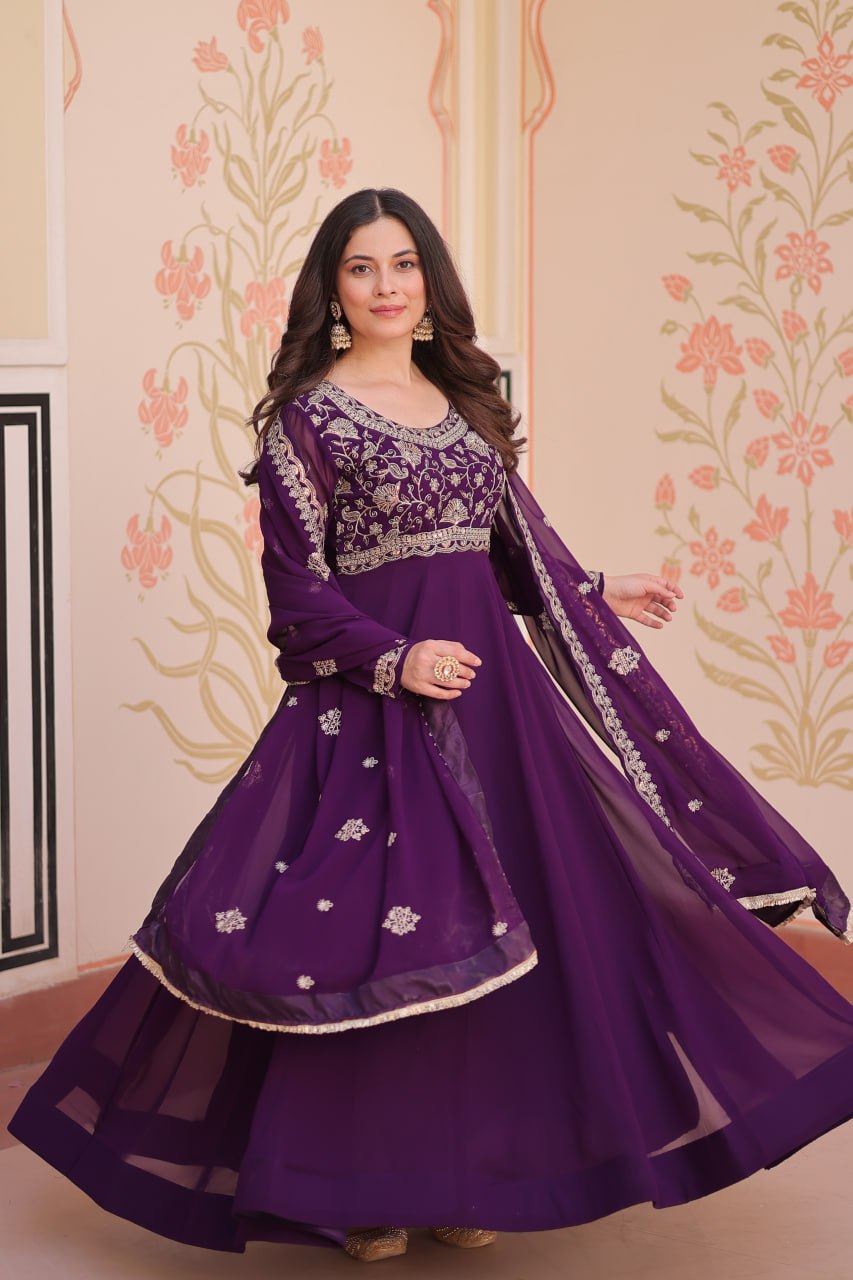 Designer Premium Faux Blooming Beads Embroidered Anarkali Set