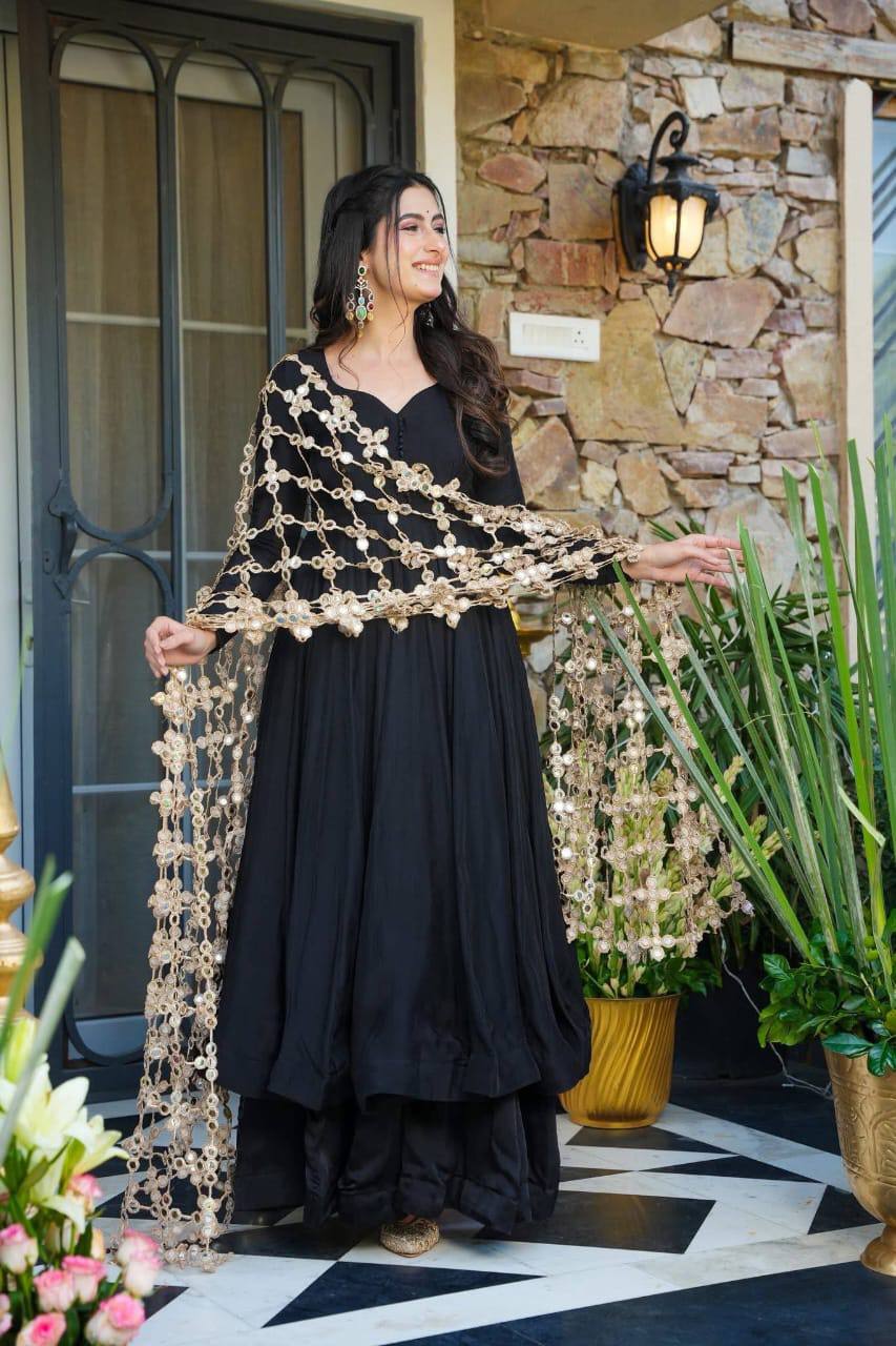 Black Anarkali Suit With Designer Dupatta