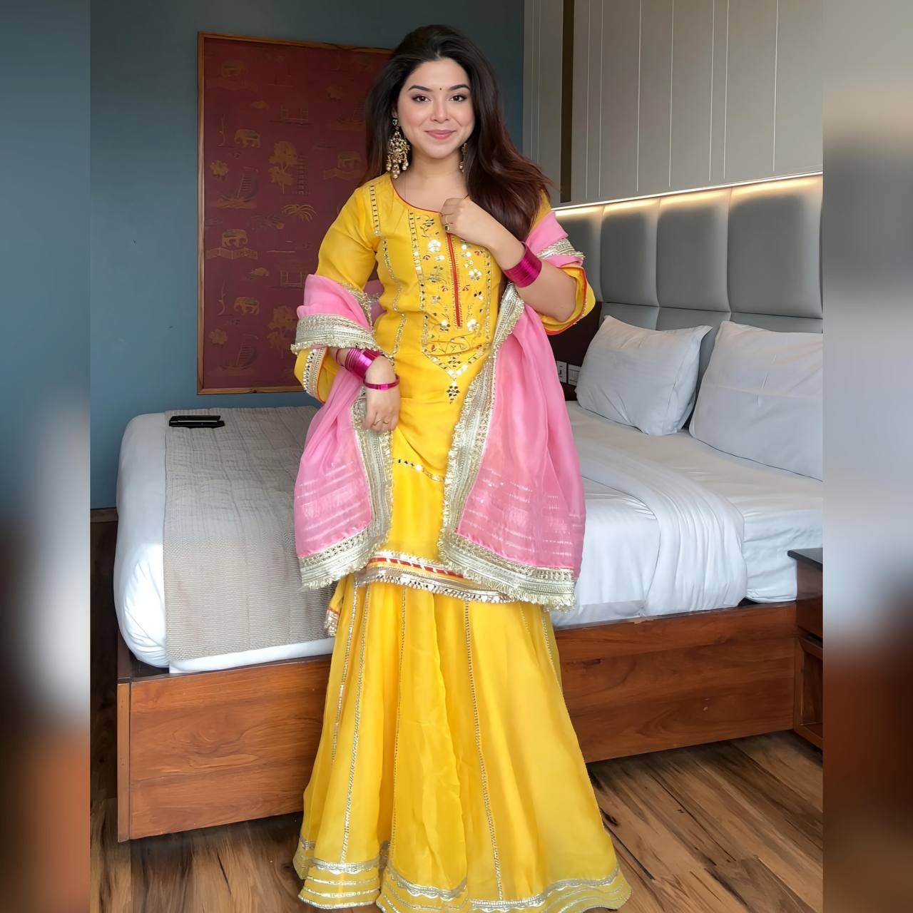 Yellow Kurta Sharara Set