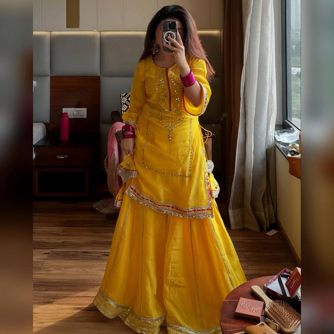 Yellow Kurta Sharara Set
