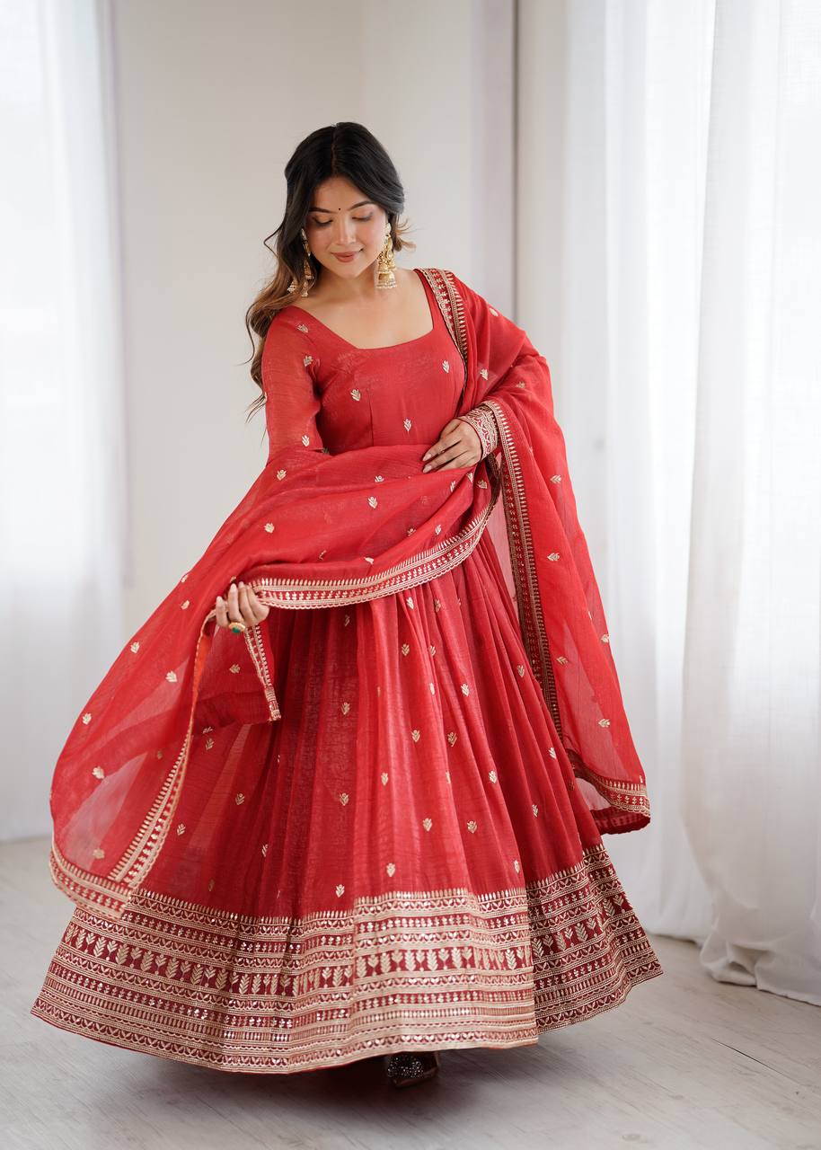 Premium Crunchy Silk Anarkali – Shine Like a Star This Season