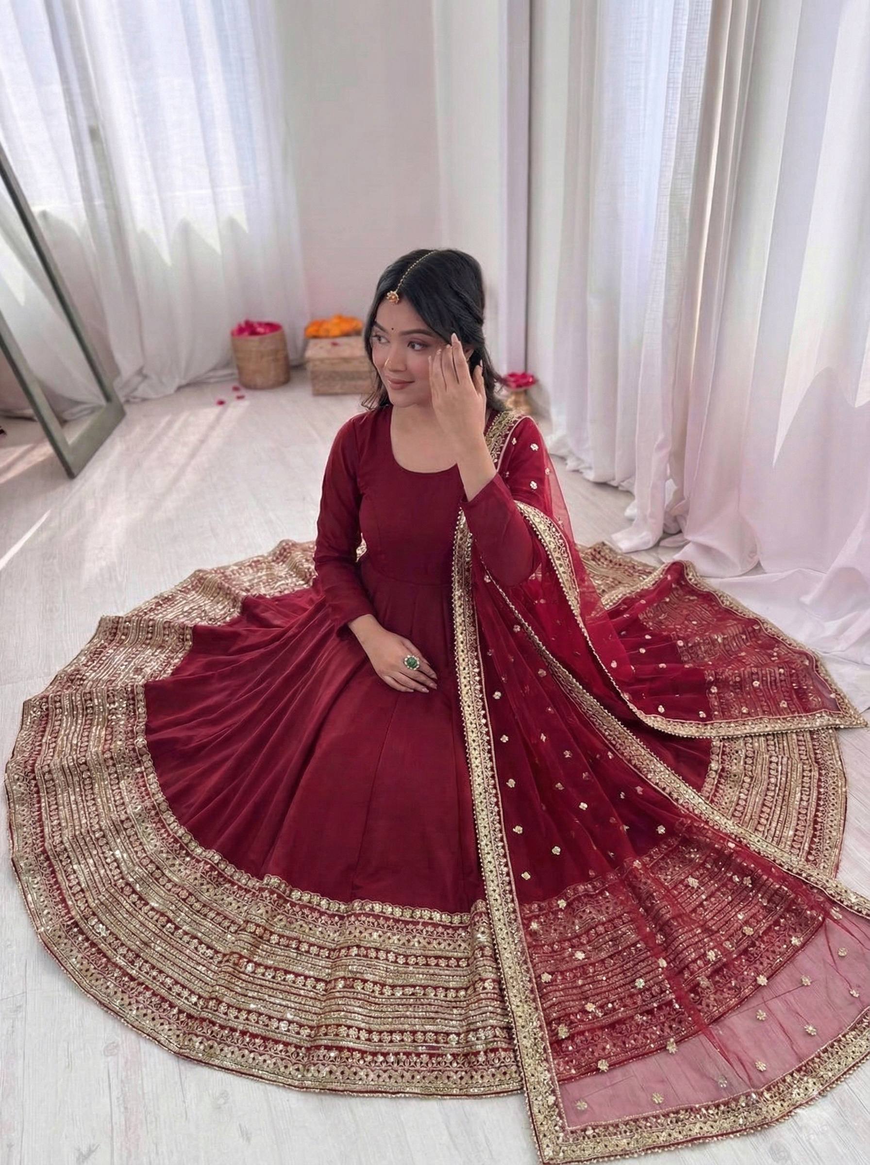 Vijodhya Premium Red Anarkali Suit Set