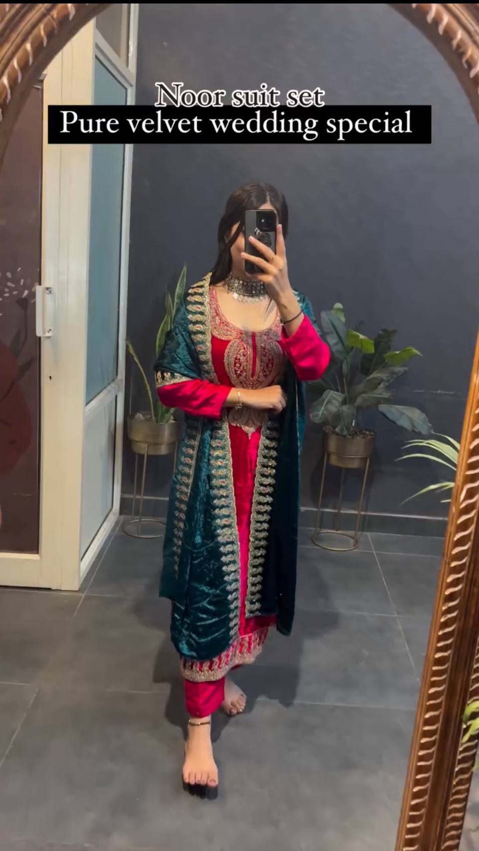 New Designer Premium Velvet Embroidery Work Kurta Set