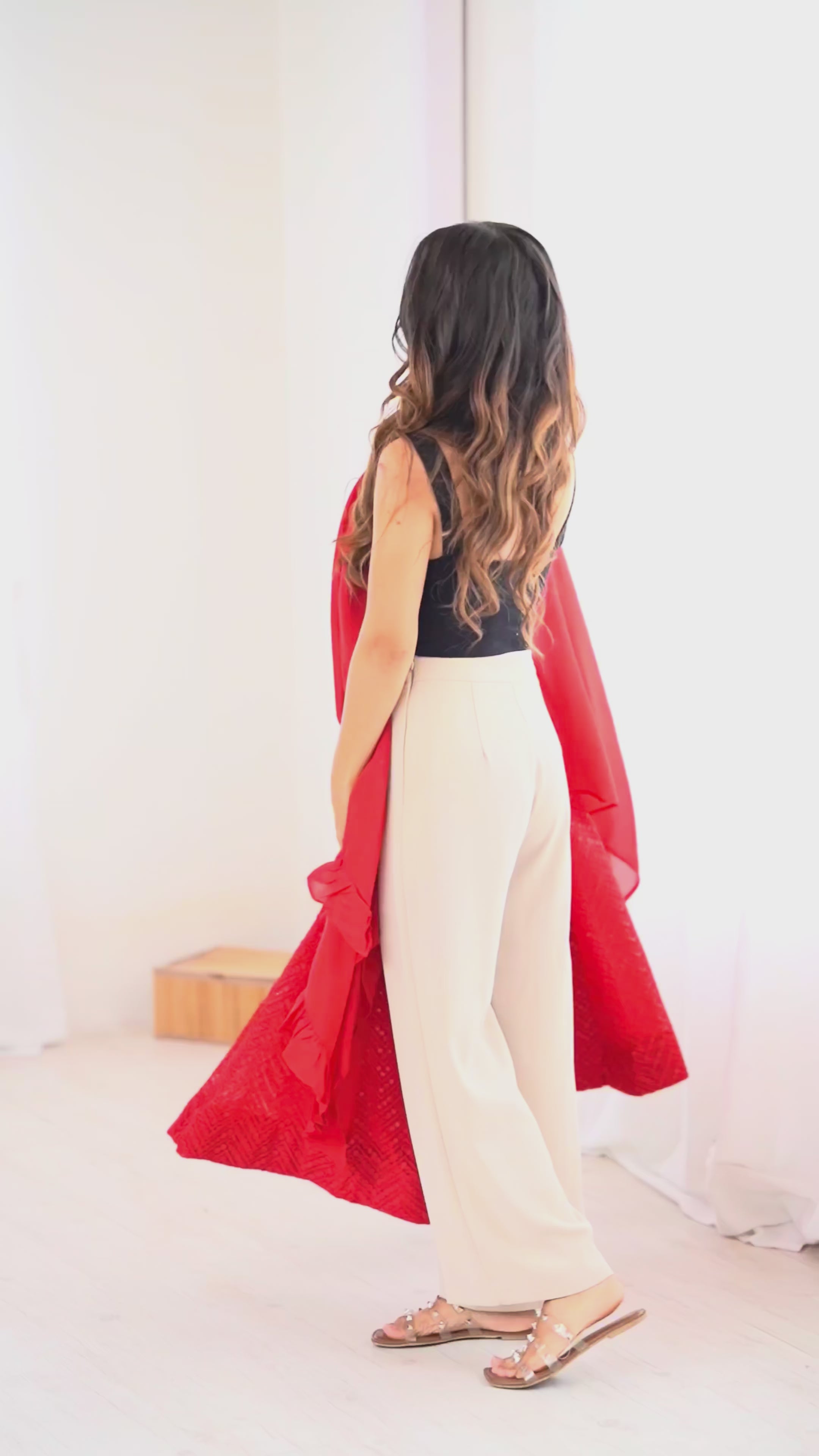 Red Color New Arrival Designer Georgette Lucknowi Sequence Work Anarkali Set